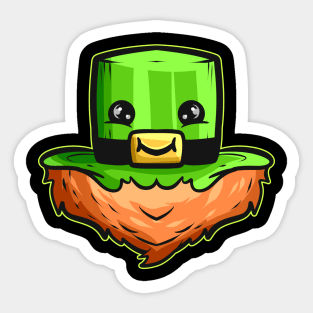 Kawaii Hat With Face And Red Beard For St. Patricks Day Sticker